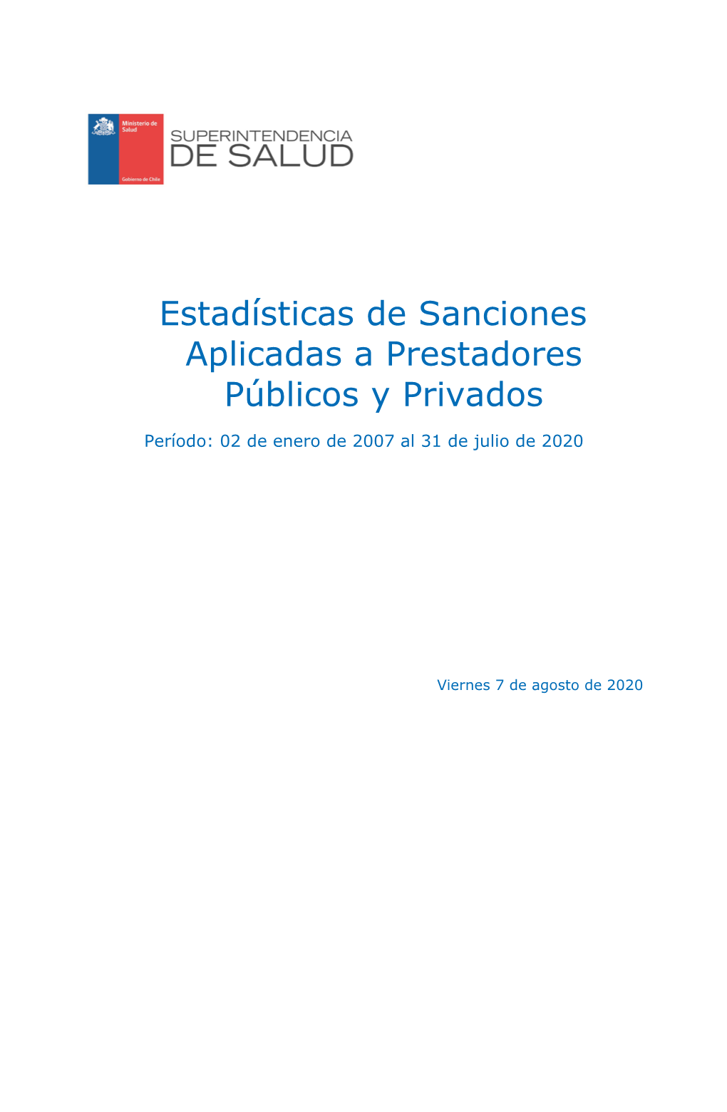 Estadísticas De Sanciones Aplicadas a Prestadores Públicos Y Privados