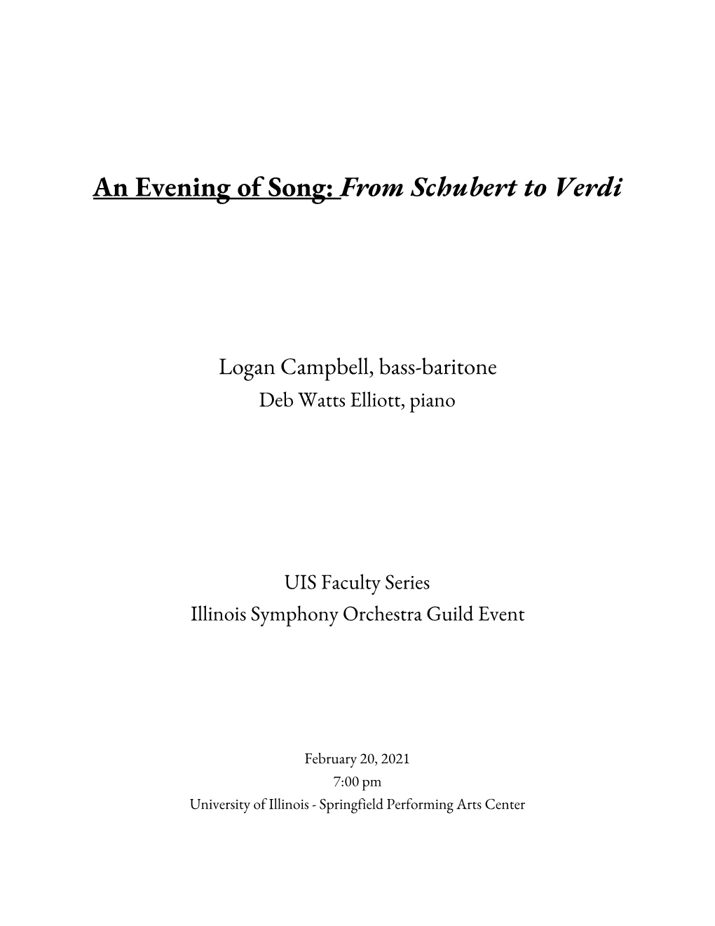 An Evening of Song: ​From Schubert to Verdi