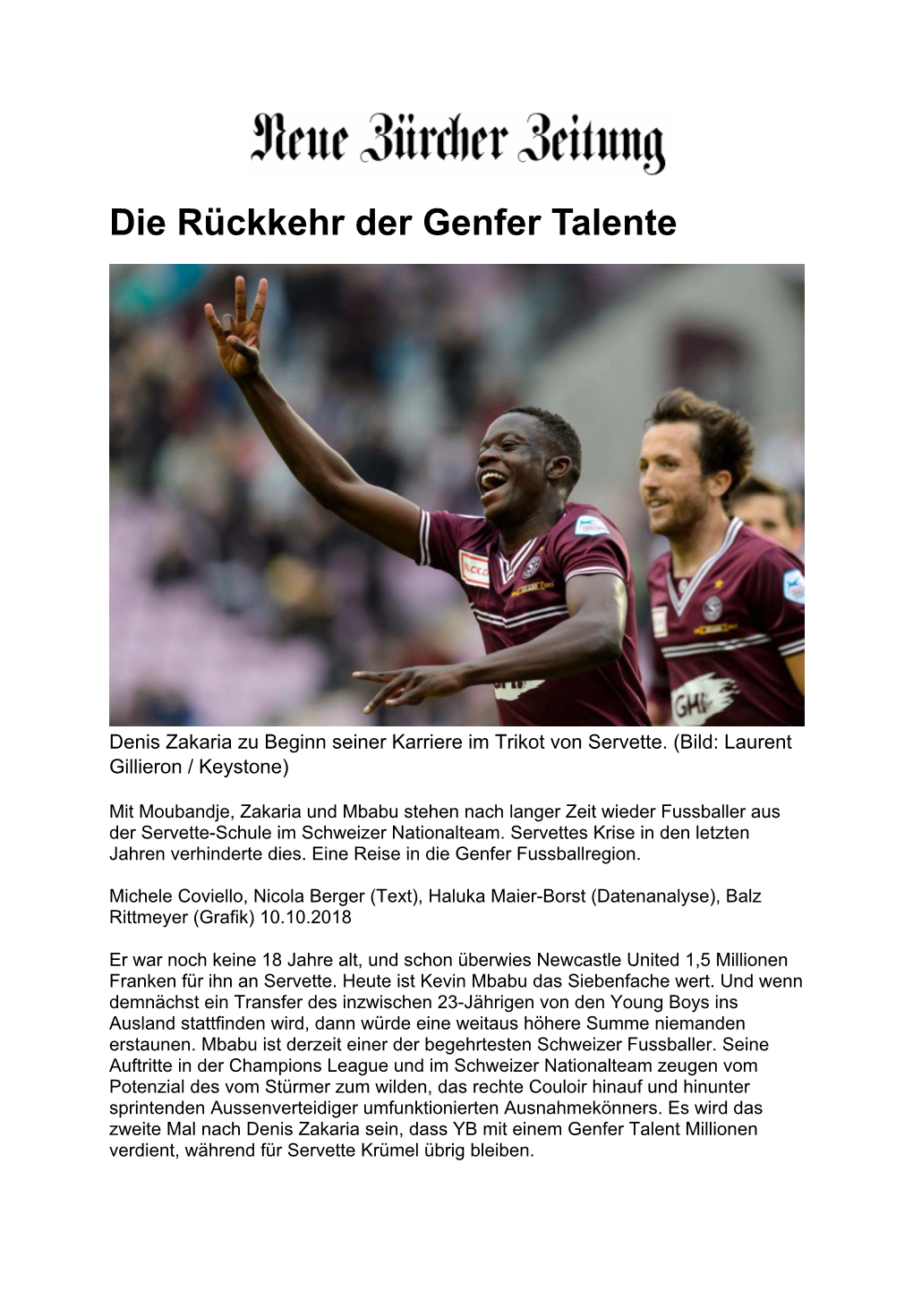 Die Rückkehr Der Genfer Talente