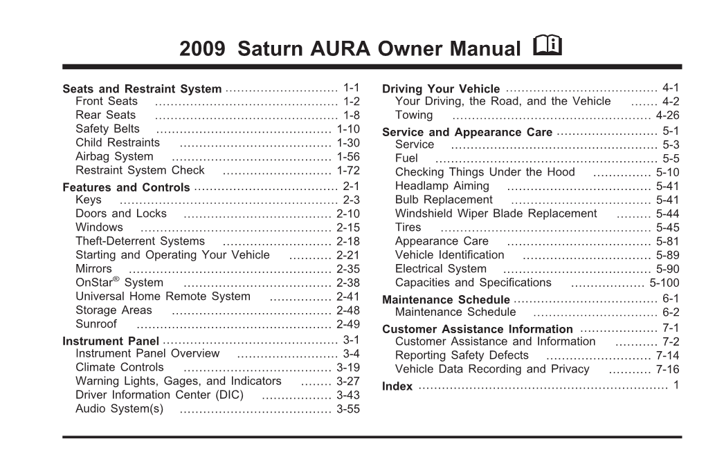 2009 Saturn AURA Owner Manual M