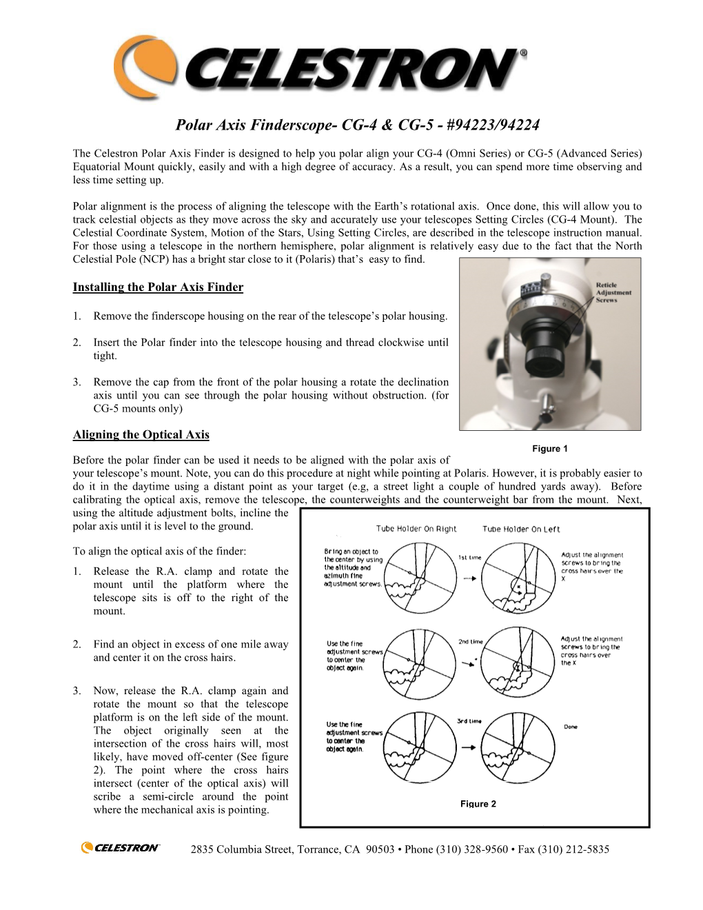 Polar Axis Finderscope- CG-4 & CG-5