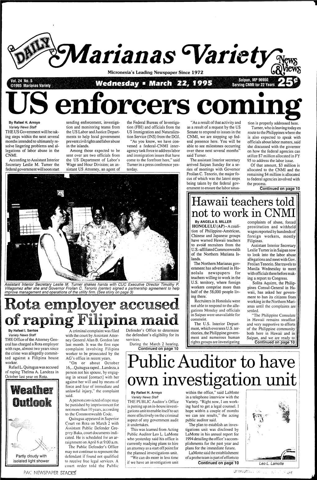 Arianas %Riet~~ Micronesia's Leading Newspaper Since 1972 ~ ~