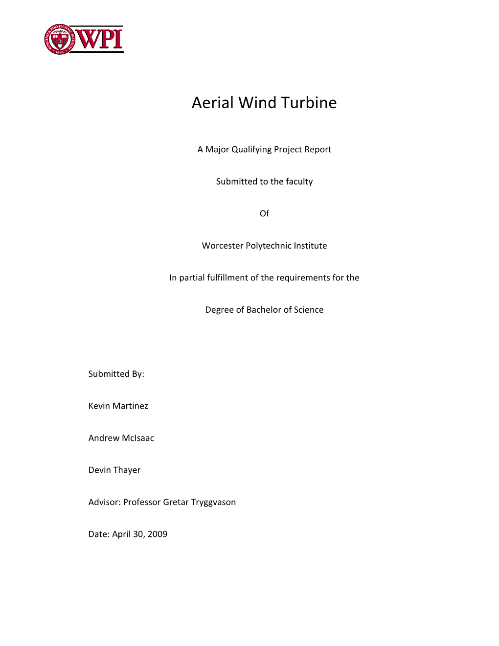 Aerial Wind Turbine