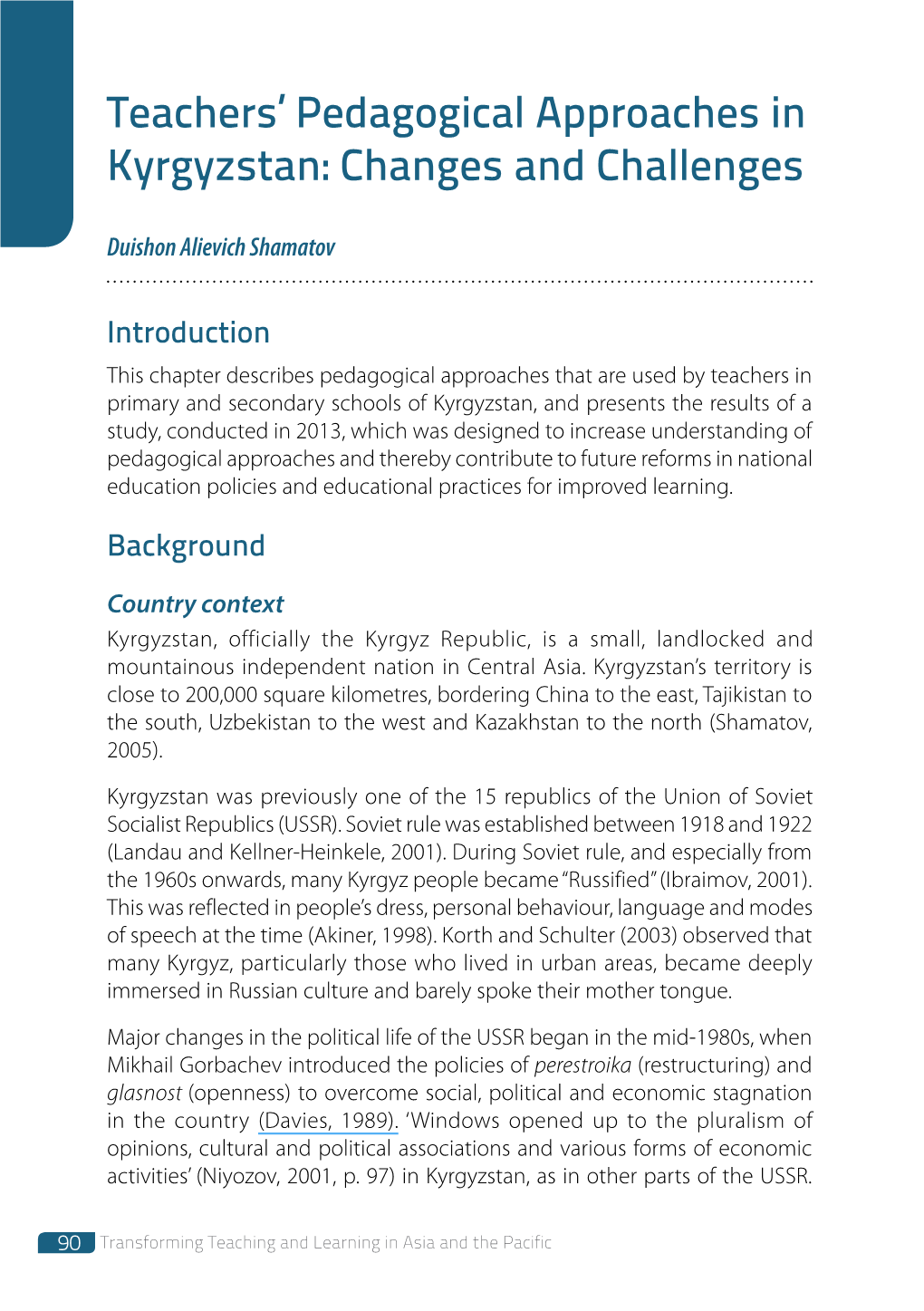 Teachers' Pedagogical Approaches in Kyrgyzstan