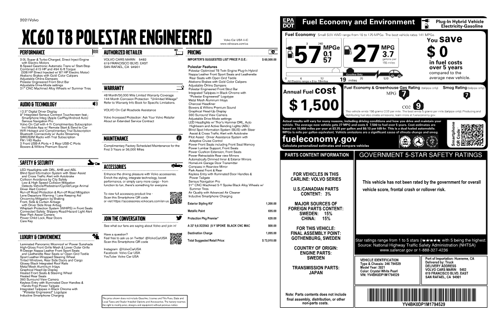 XC60 T8 POLESTAR ENGINEERED Volvo Car USA