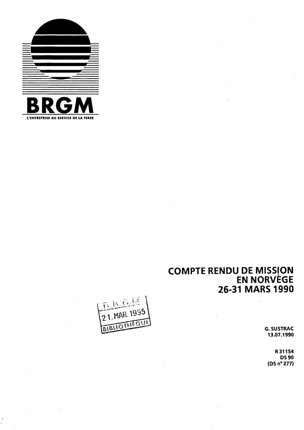 Compte Rendu De Mission En Norvège 26-31 Mars 1990