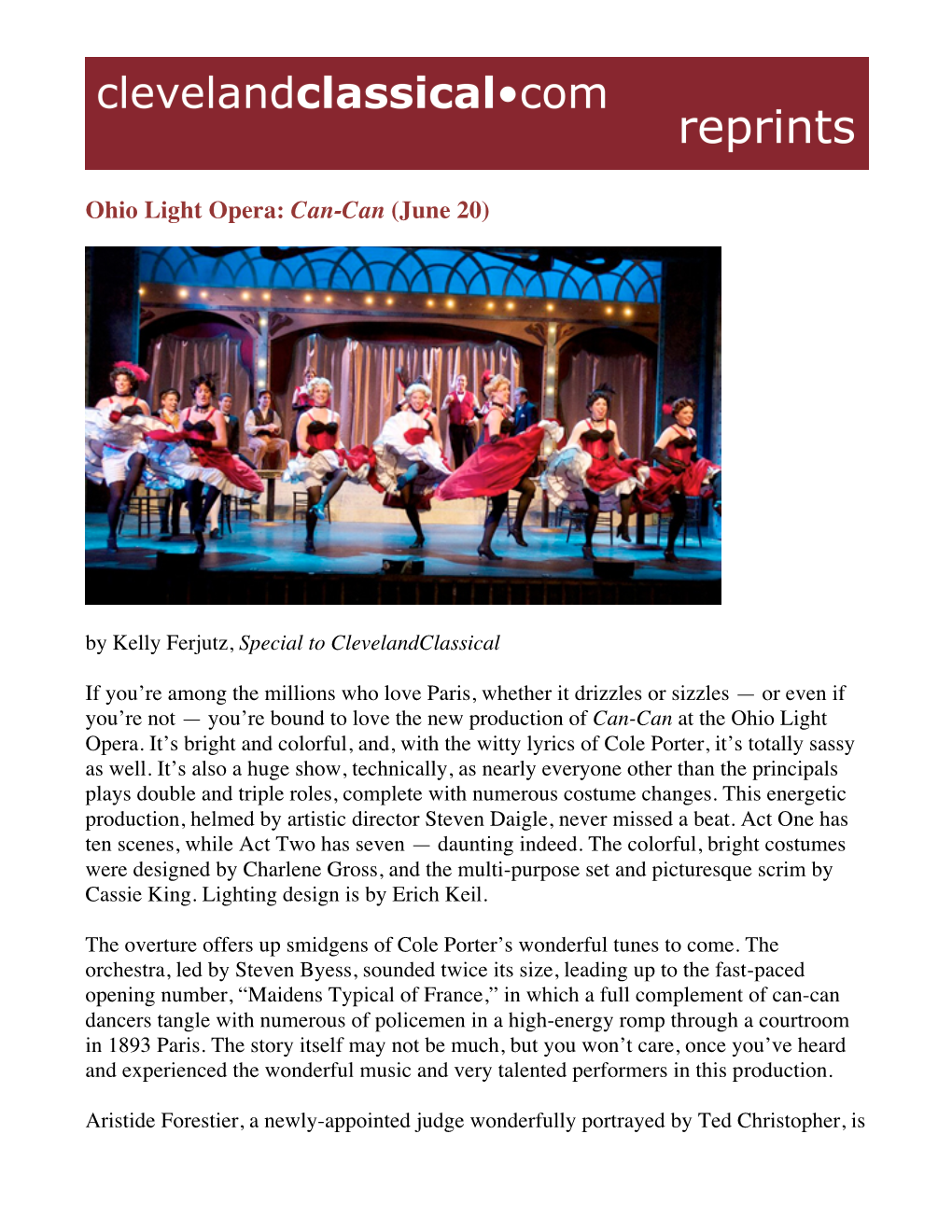 Ohio Light Opera: Can-Can (June 20)