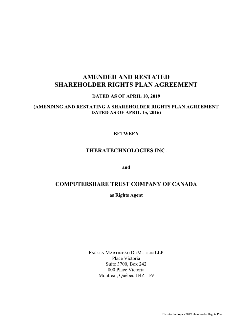 Shareholder Rights Plan Agreement