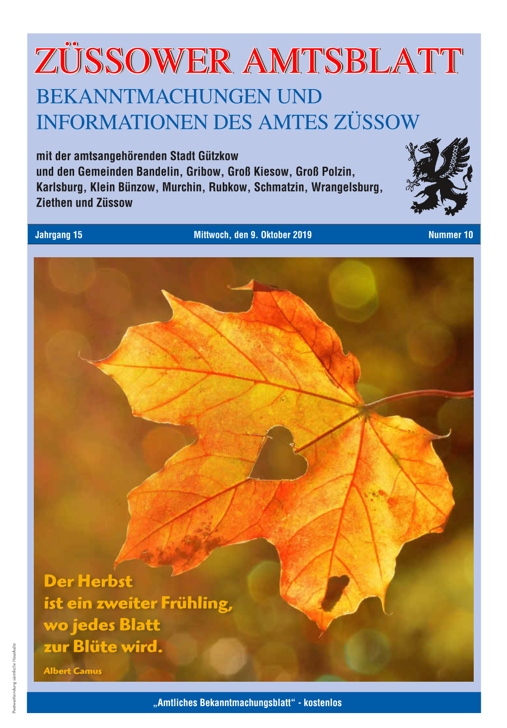 Züssower Amtsblatt Nr. 10 / 2019