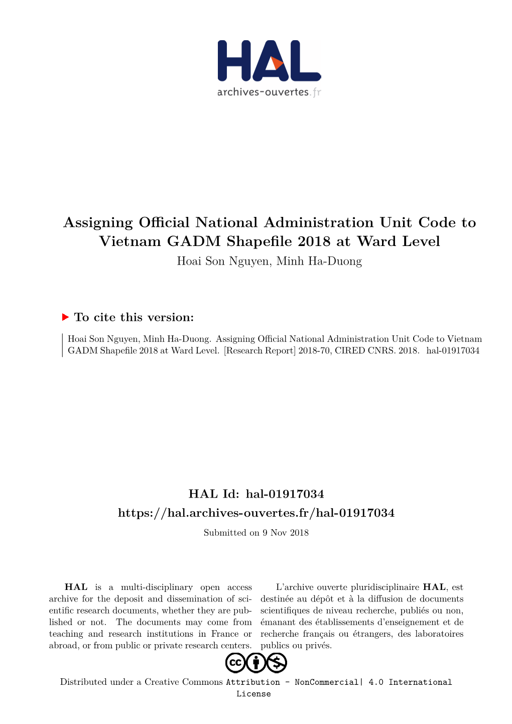 Assigning Official National Administration Unit Code to Vietnam GADM Shapefile 2018 at Ward Level