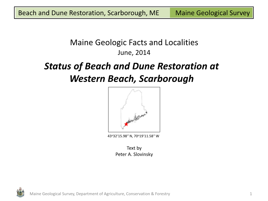 Maine Geological Survey Beach and Dune Restoration, Scarborough, ME