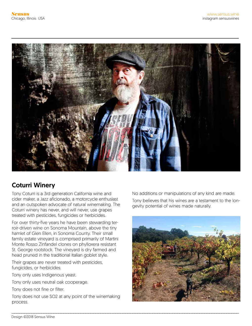 Coturri Winery Tony Coturri Is a 3Rd Generation California Wine and No Additions Or Manipulations of Any Kind Are Made