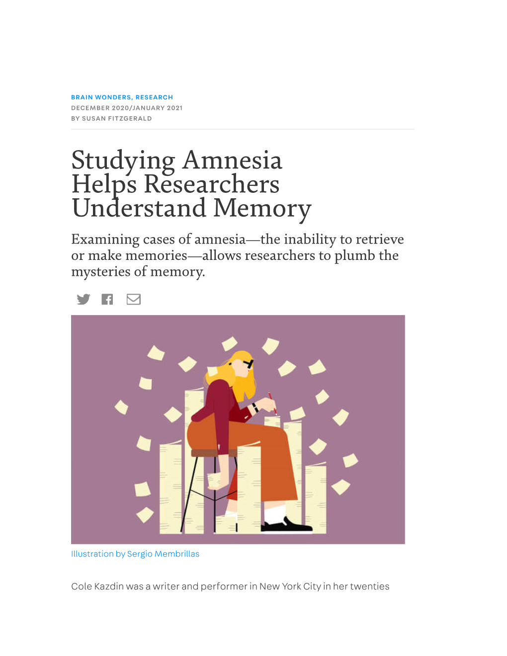 Studying Amnesia Helps Researchers Understand Memory