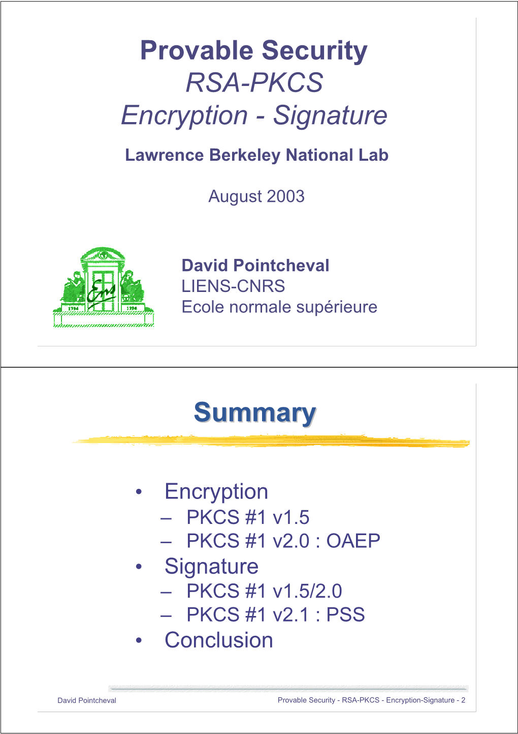 Provable Security RSA-PKCS Encryption - Signature