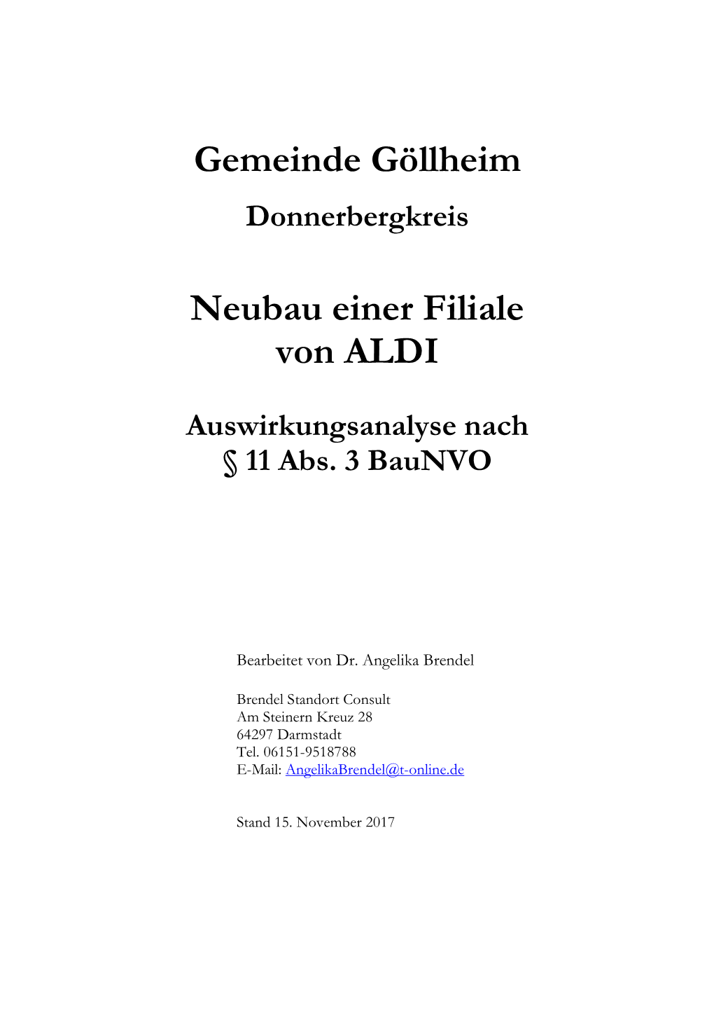 Gemeinde Göllheim Neubau Einer Filiale Von ALDI