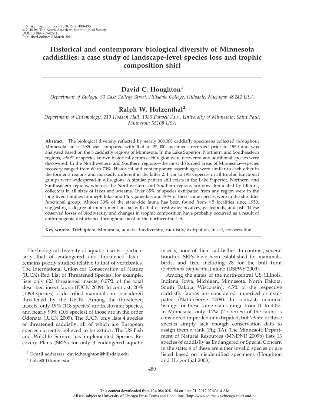 A Case Study of Landscape-Level Species Loss and Trophic Composition Shift