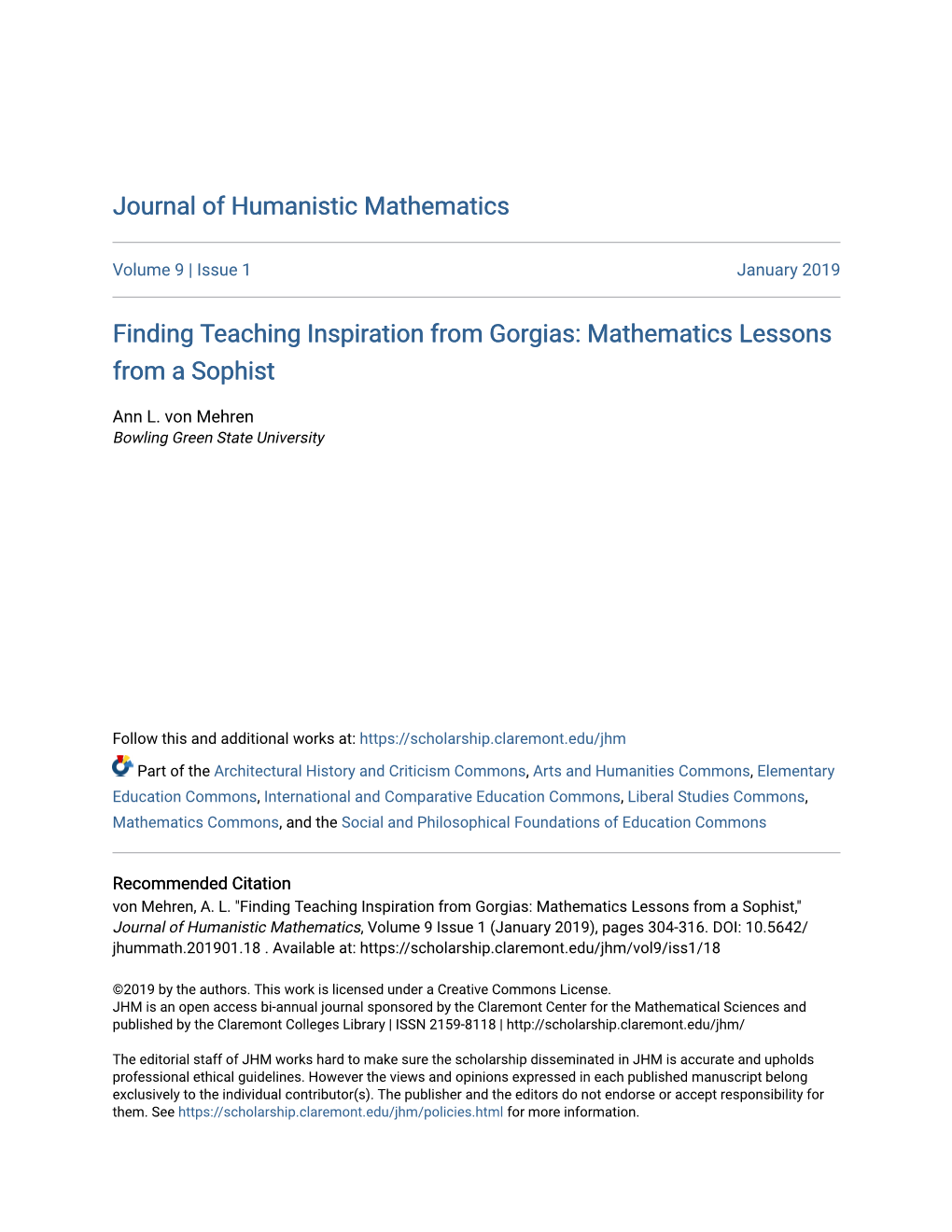 Finding Teaching Inspiration from Gorgias: Mathematics Lessons from a Sophist