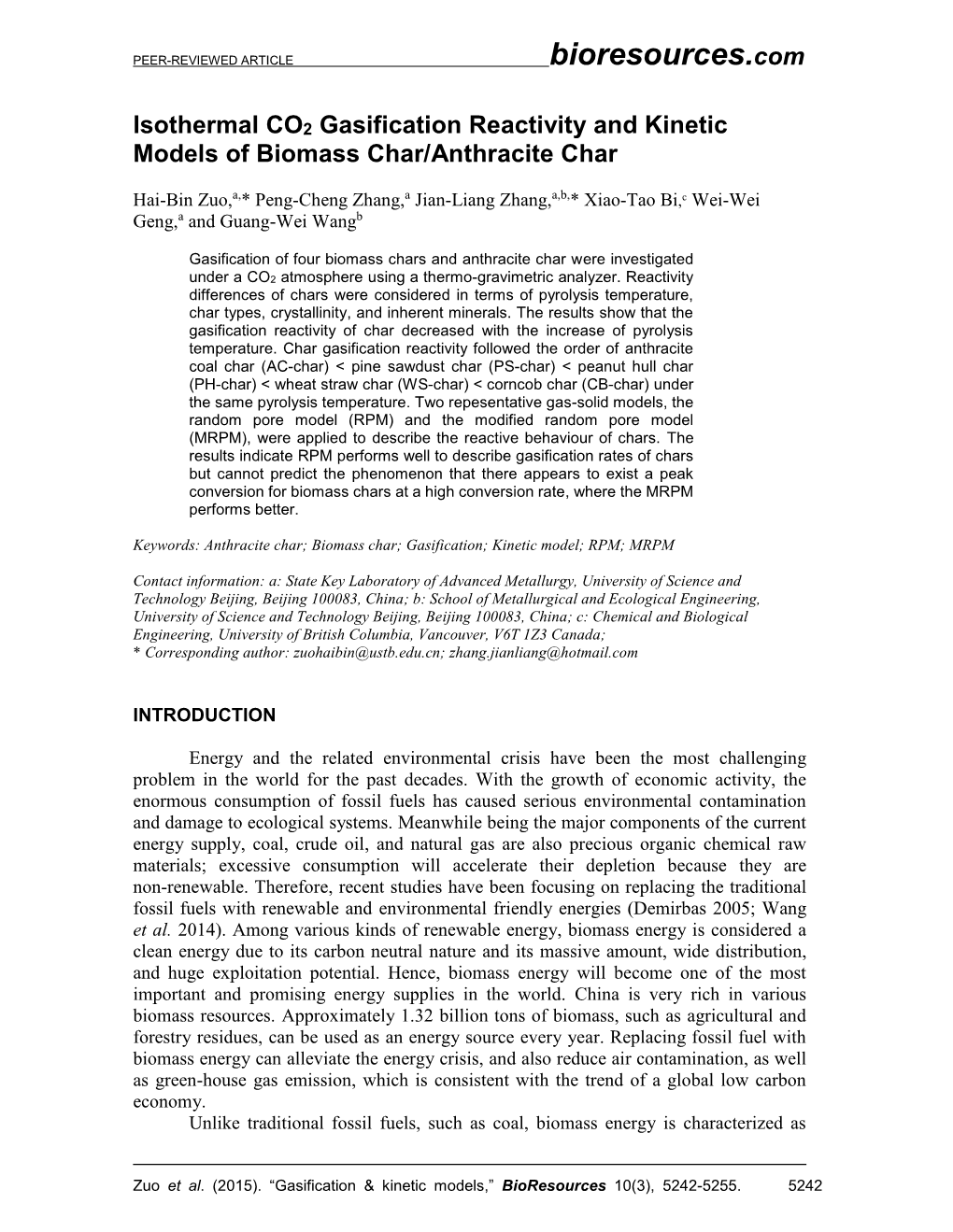 Isothermal CO2 Gasification Reactivity and Kinetic Models of Biomass Char/Anthracite Char