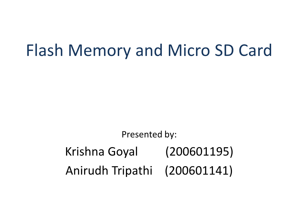 Flash Memory and Micro SD Card