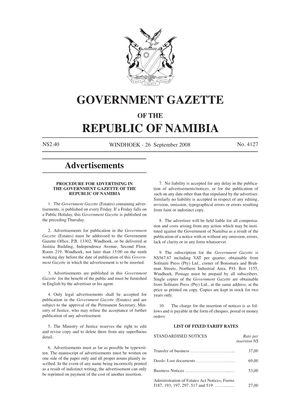 Government Gazette Republic of Namibia