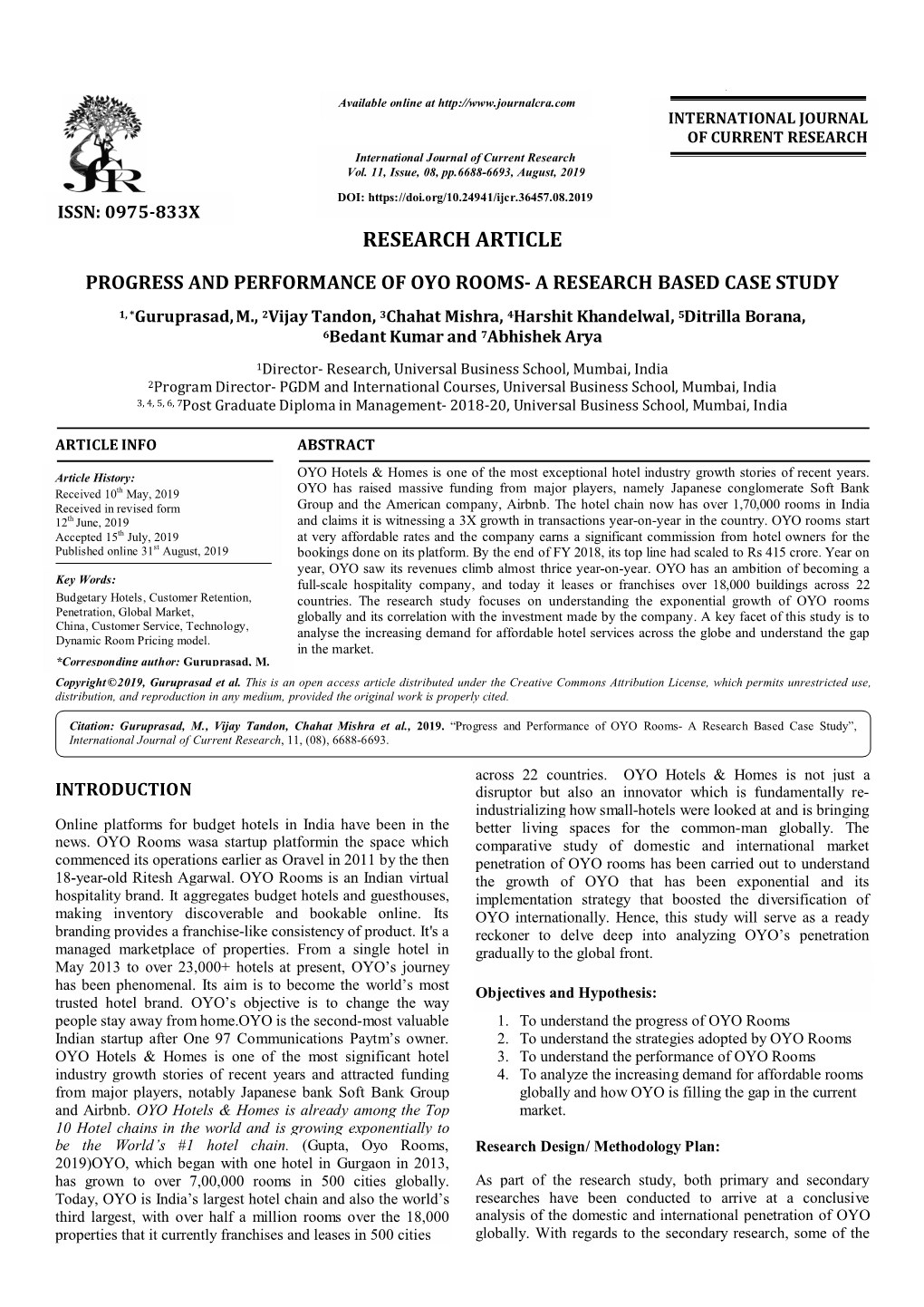 Issn: 0975-833X Research Article