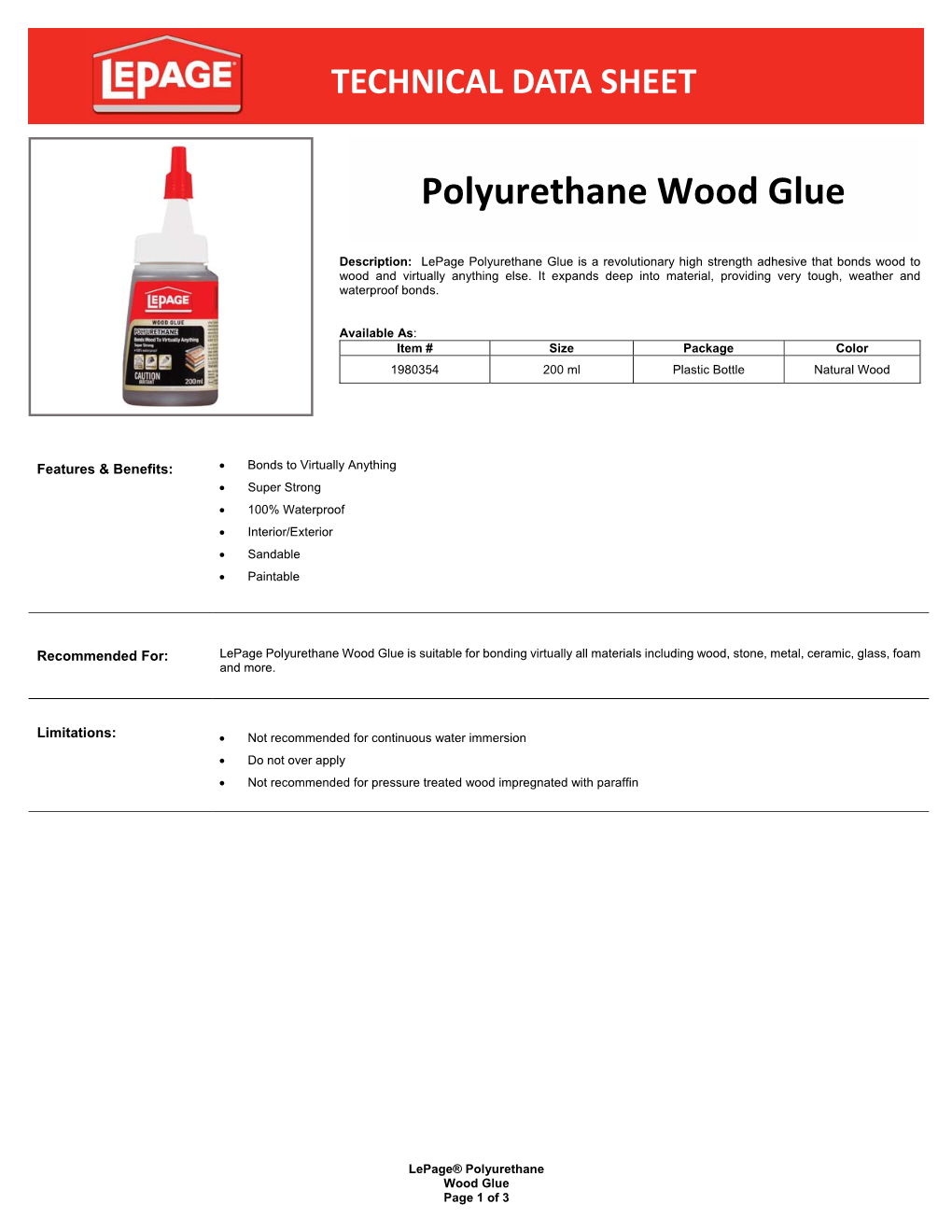 Polyurethane Wood Glue