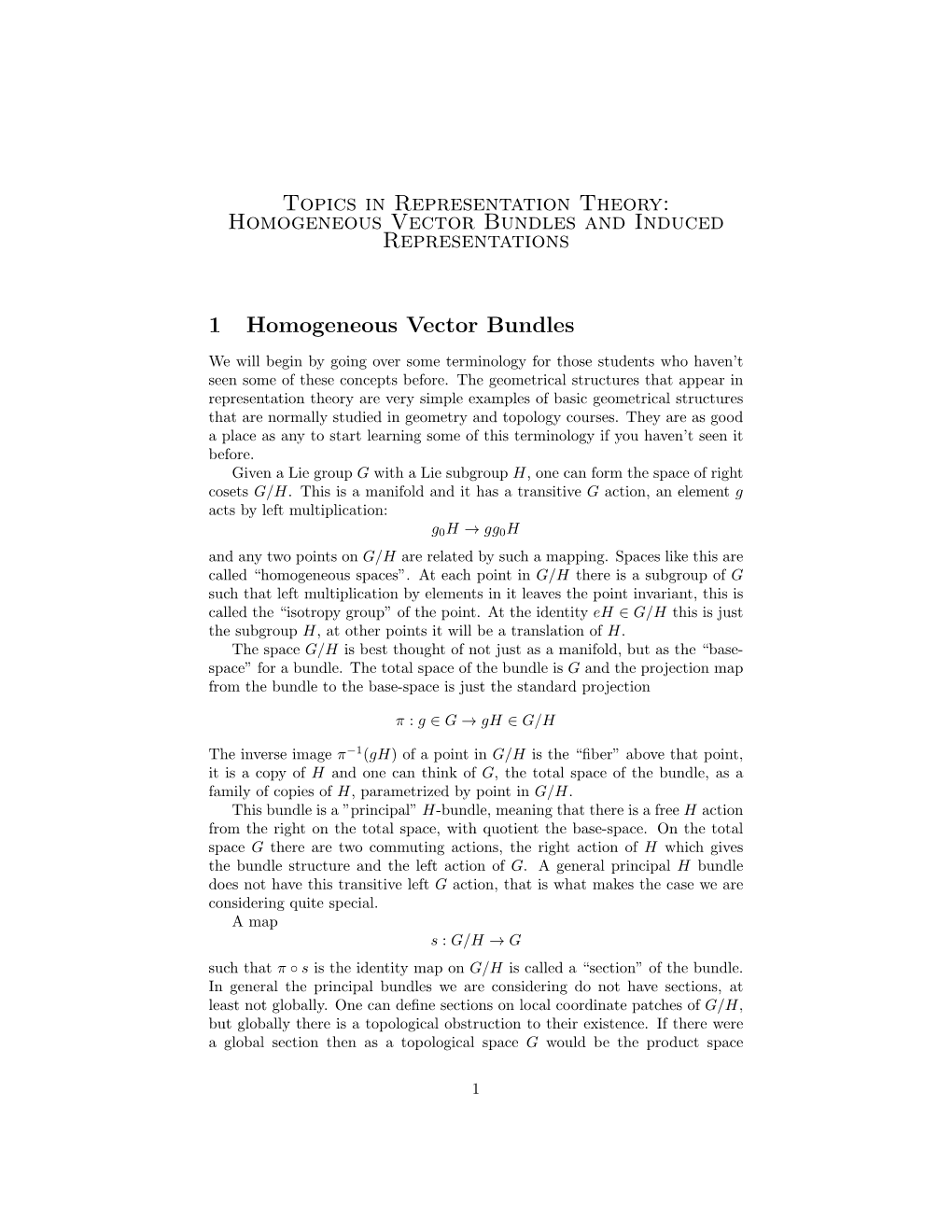 Homogeneous Vector Bundles and Induced Representations