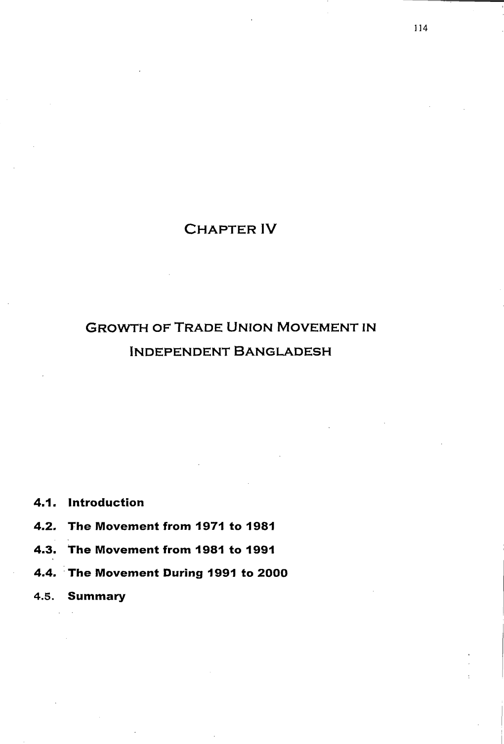 Chapter Iv Growth of Trade Union Movement In