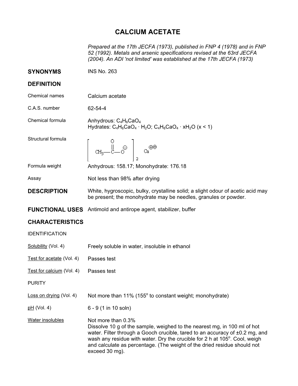 Calcium Acetate