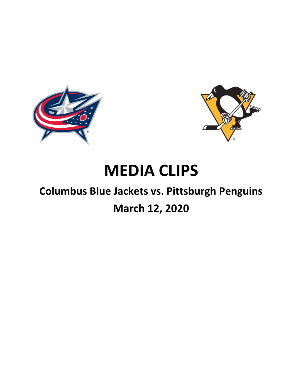 MEDIA CLIPS Columbus Blue Jackets Vs