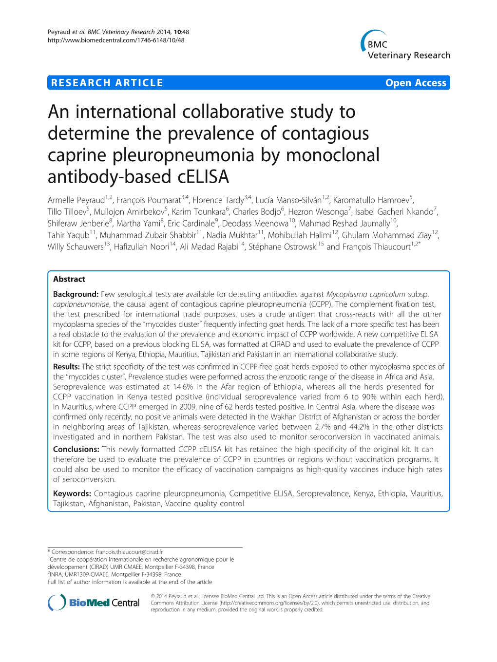 An International Collaborative Study to Determine The