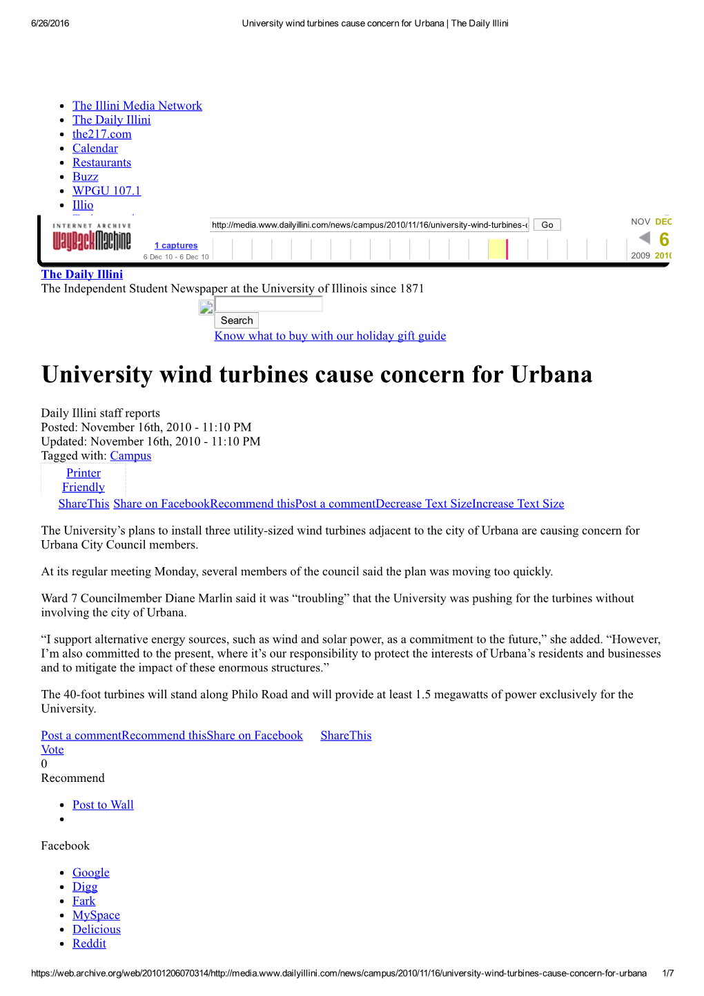 University Wind Turbines Cause Concern for Urbana.Pdf