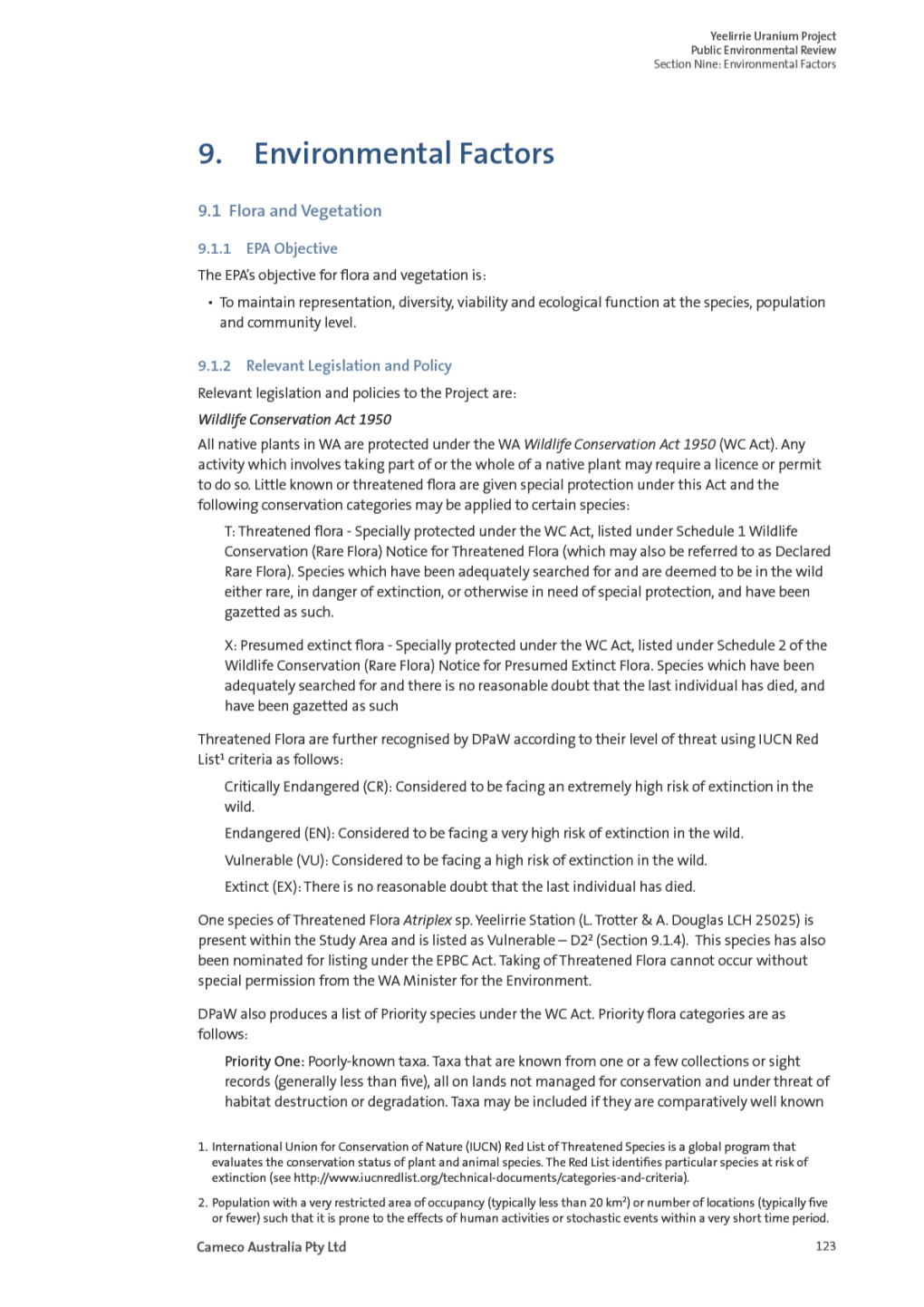 Flora and Vegetation Surveys Is Provided in EPA Guidance Statement No