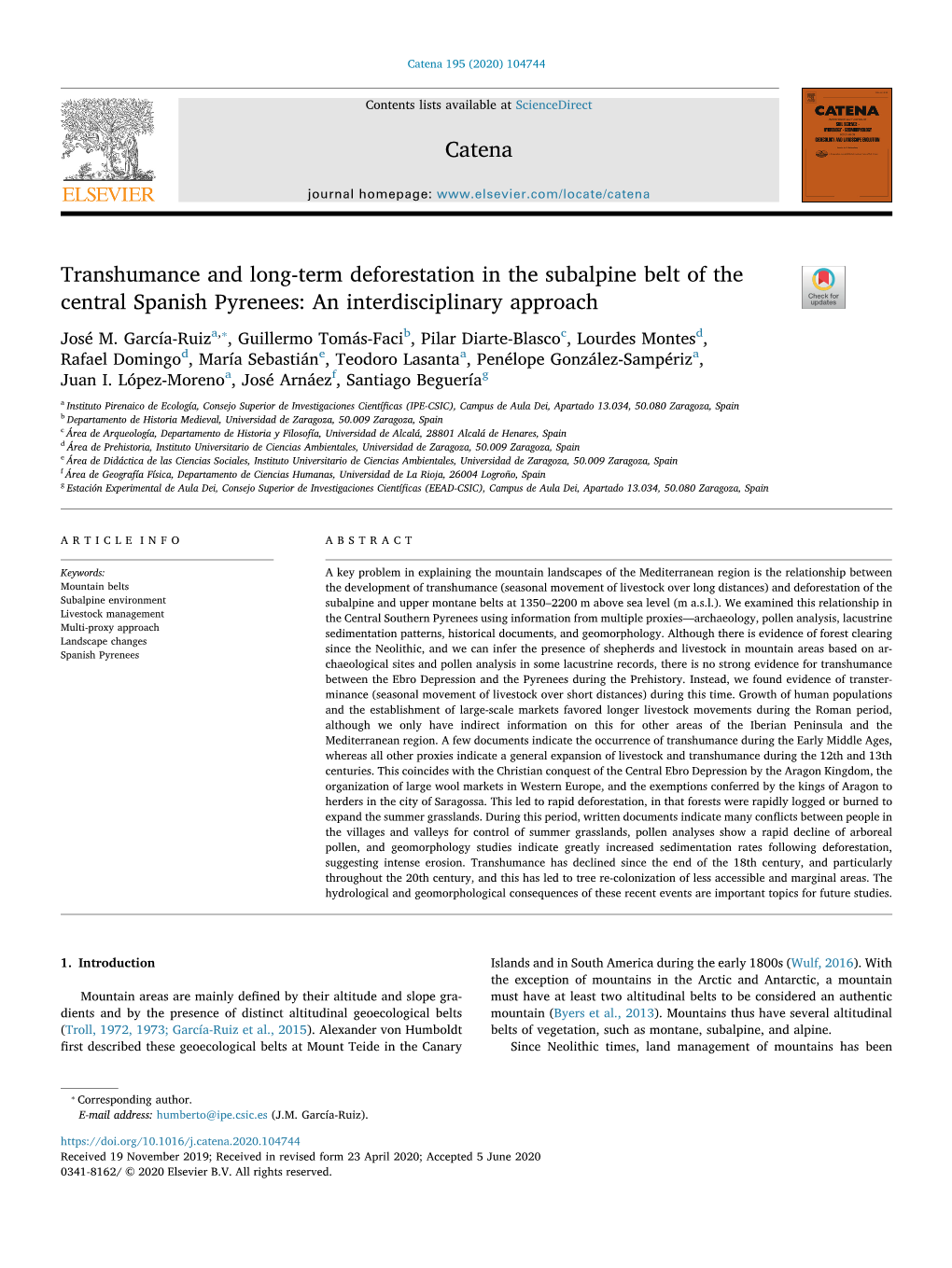 Transhumance and Long-Term Deforestation in the Subalpine Belt of the Central Spanish Pyrenees an Interdisciplinary Approach