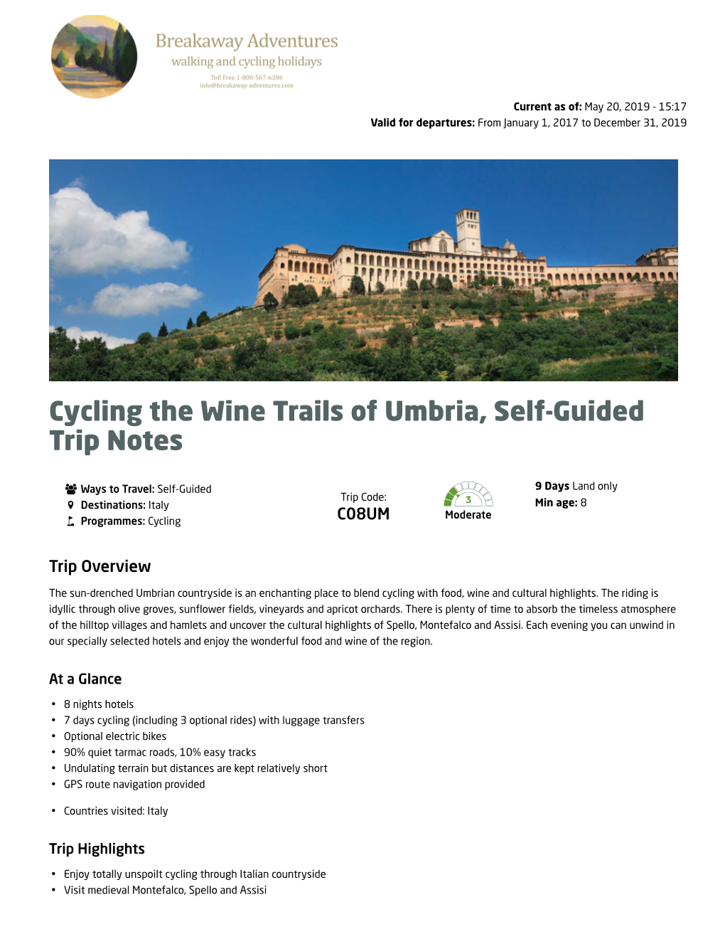 Cycling the Wine Trails of Umbria, Self-Guided Trip Notes