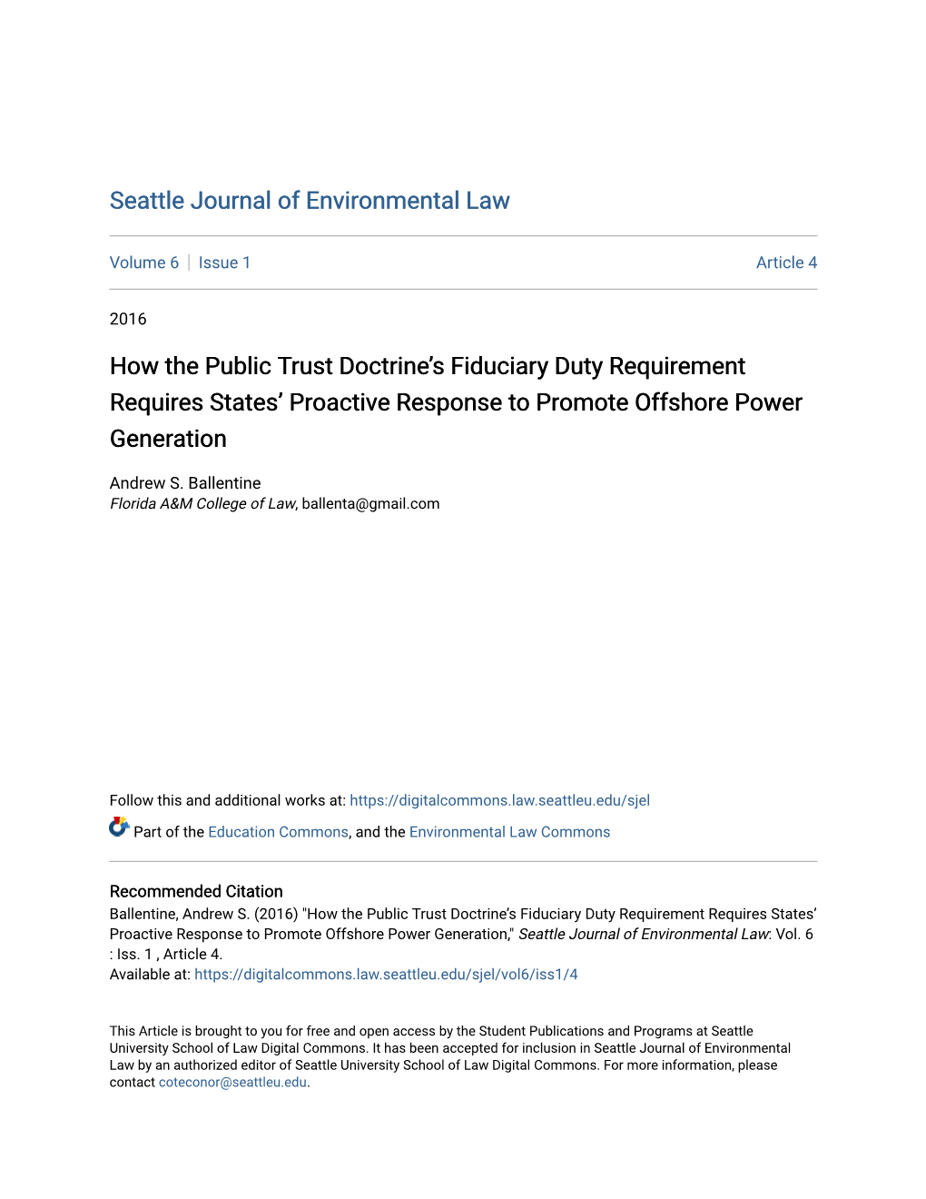 How the Public Trust Doctrine's Fiduciary Duty Requirement