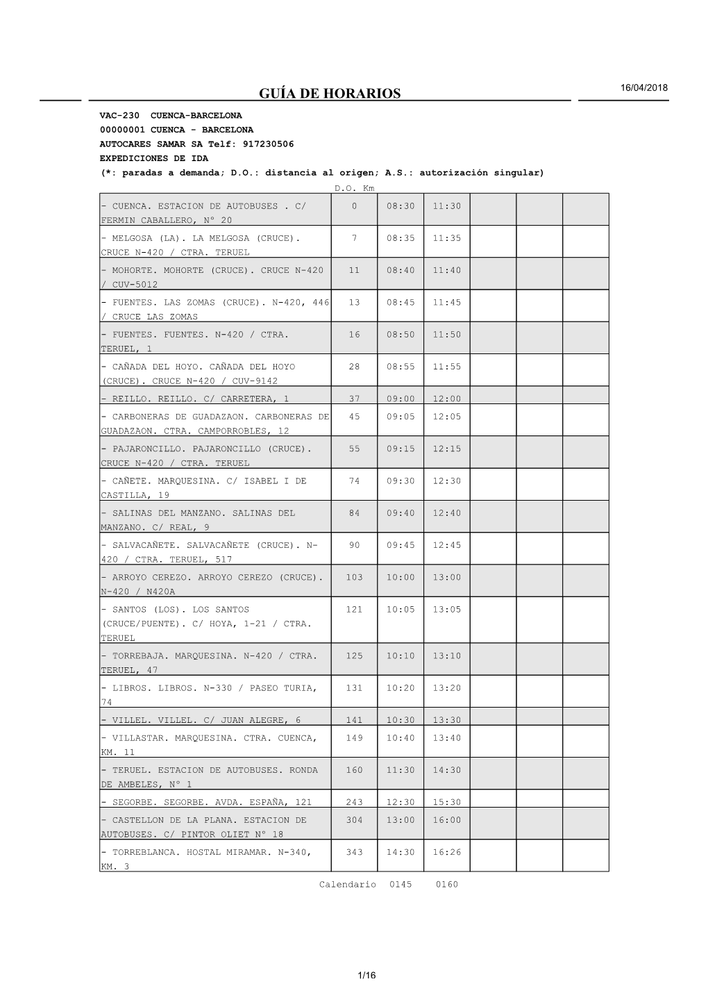 Guía De Horarios