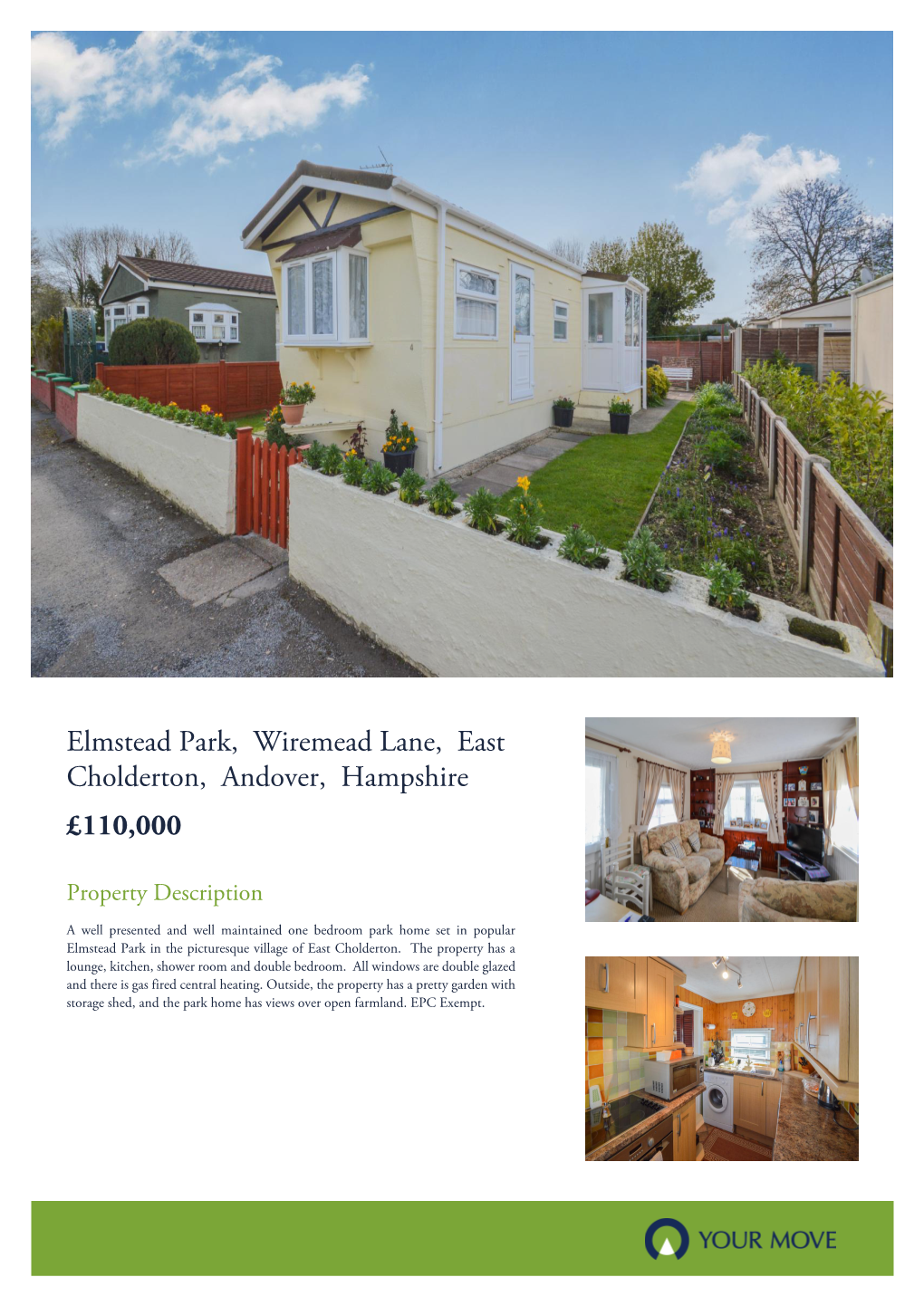 Elmstead Park, Wiremead Lane, East Cholderton, Andover, Hampshire £110,000