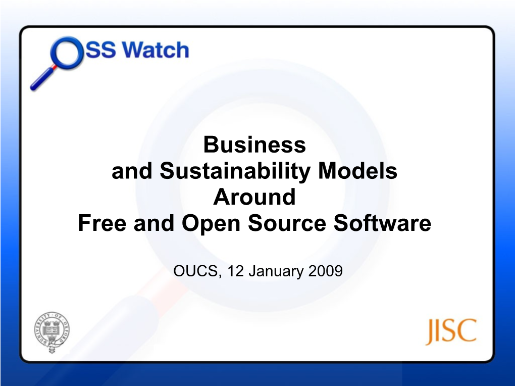 Business and Sustainability Models Around Free and Open Source Software