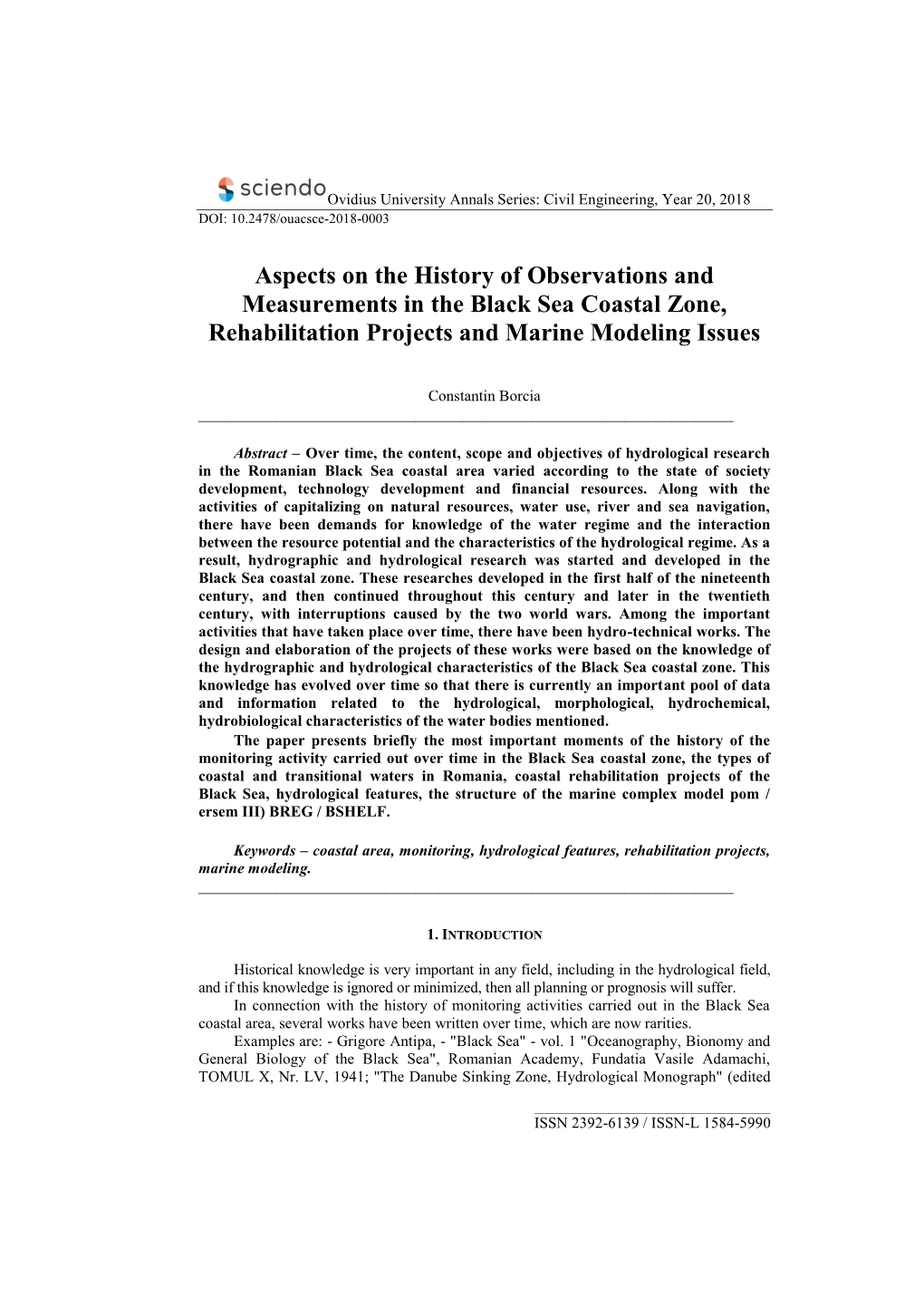 Aspects on the History of Observations and Measurements in the Black Sea Coastal Zone, Rehabilitation Projects and Marine Modeling Issues