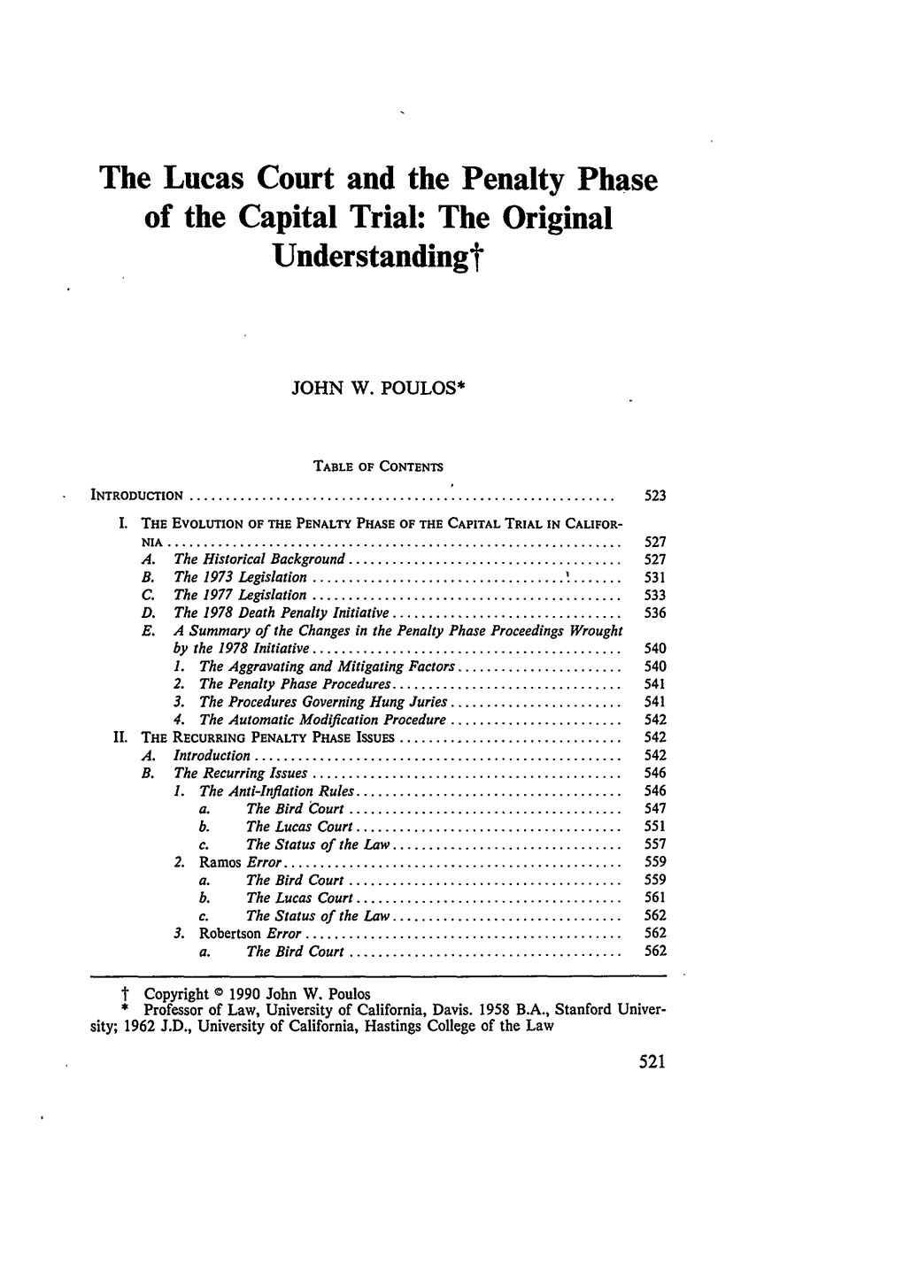 The Lucas Court and the Penalty Phase of the Capital Trial: the Original Understandingt