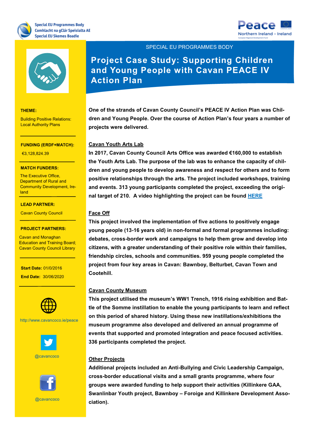 Supporting Children and Young People with Cavan PEACE IV Action Plan