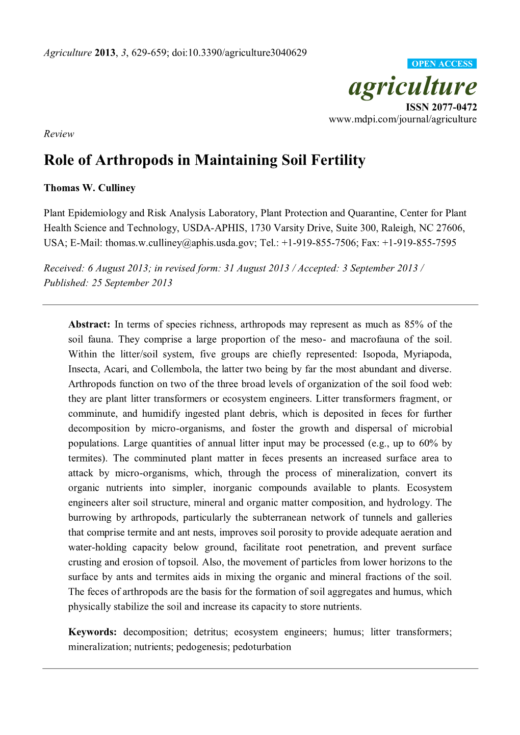 Role of Arthropods in Maintaining Soil Fertility