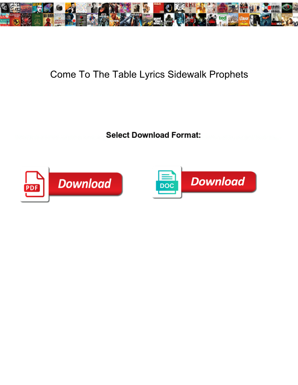 Come to the Table Lyrics Sidewalk Prophets