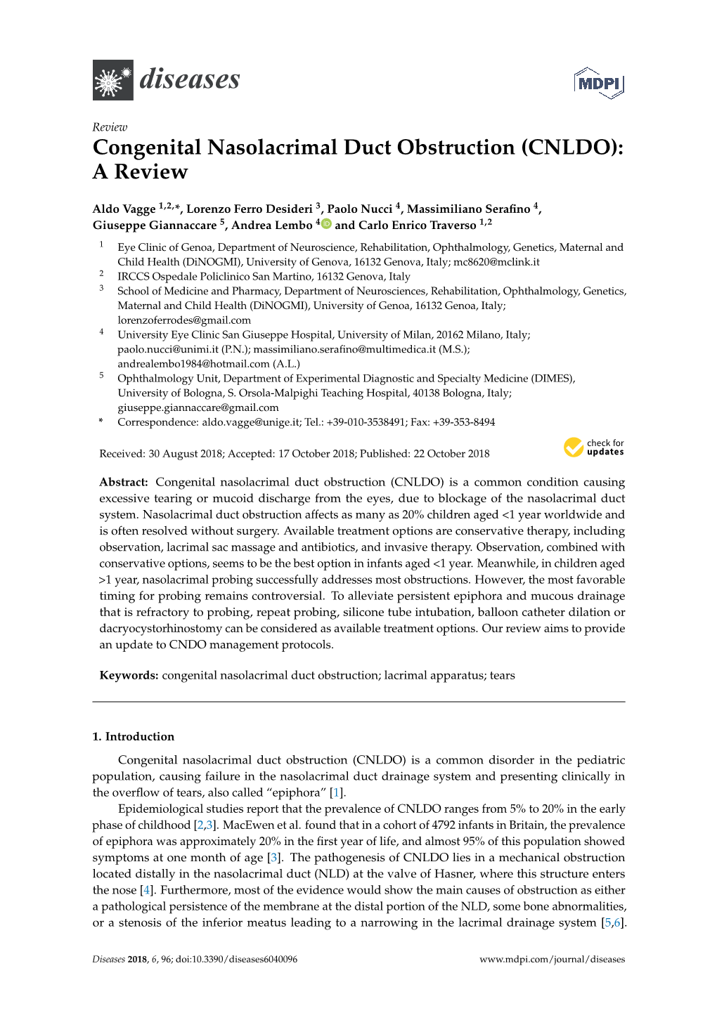 Congenital Nasolacrimal Duct Obstruction (CNLDO): a Review