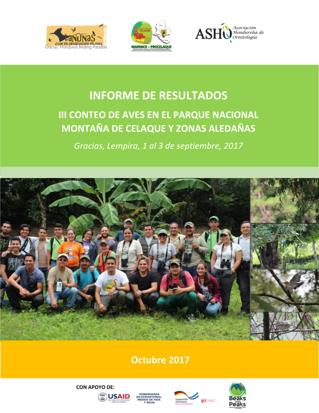 Informe De Resultados Conteo Aves Del Parque Nacional