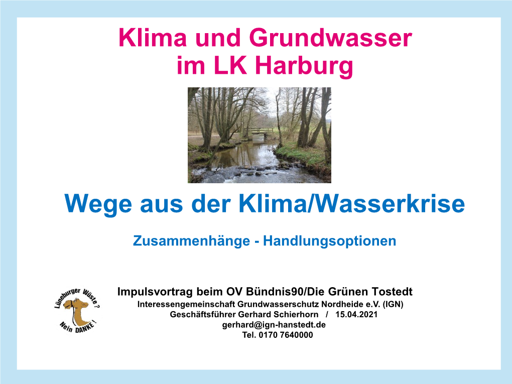 Klima Und Grundwasser Im LK Harburg