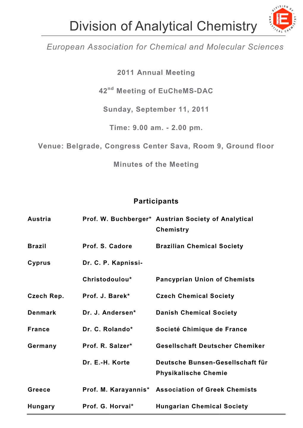 Annual Meeting – Minutes 2011