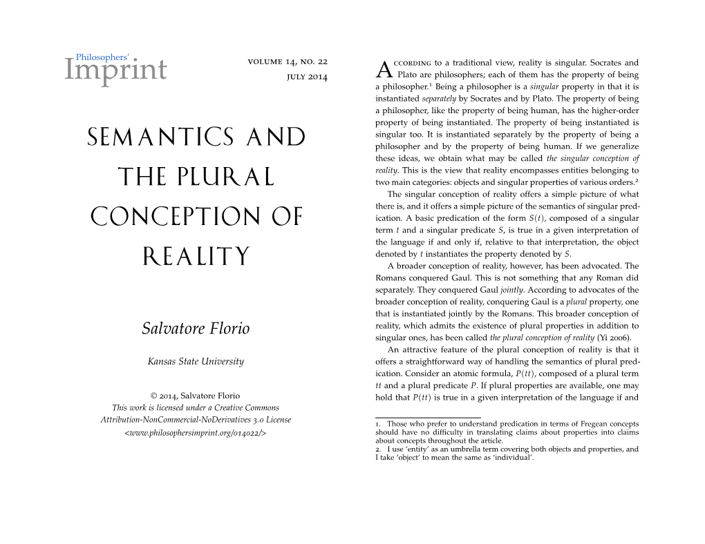 Semantics and the Plural Conception of Reality