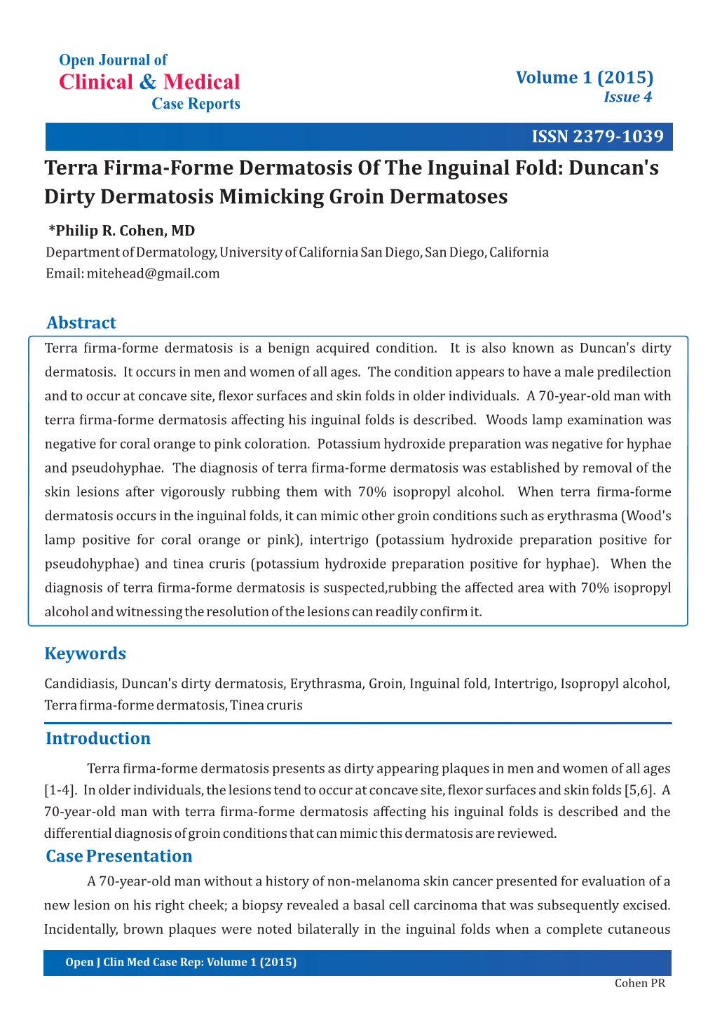Cohen, PR: Terra Firma-Forme Dermatosis of the Inguinal Fold